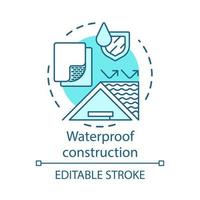 waterdicht bouwmaterialen concept icoon. waterbestendige constructie oppervlakte idee dunne lijn illustratie. hydrofobe coating, dekkende stoffen. vector geïsoleerde overzichtstekening. bewerkbare streek