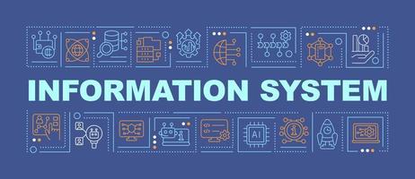 gegevensverwerkingssysteem woordconcepten donkerblauwe banner. technologische industrie. infographics met pictogrammen op een achtergrond in kleur. geïsoleerde typografie. vectorillustratie met tekst. vector