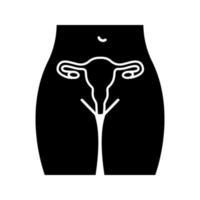 vrouwelijk voortplantingssysteem glyph icoon. silhouet symbool. baarmoeder, eileiders en vagina. gezondheid van vrouwen. gynaecologie. negatieve ruimte. vector geïsoleerde illustratie