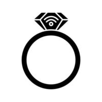 nfc ring glyph-pictogram. nearfield communicatie. rfid-transponder. slimme ring. contactloze technologie. silhouet symbool. negatieve ruimte. vector geïsoleerde illustratie