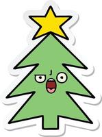 sticker van een schattige cartoon-kerstboom vector