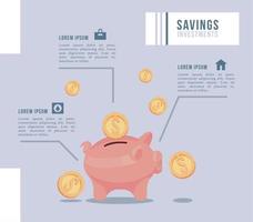 geld infographic met piggy vector