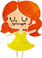 retro cartoon van schattig kawaii meisje vector