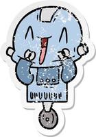 noodlijdende sticker van een tekenfilmrobot vector