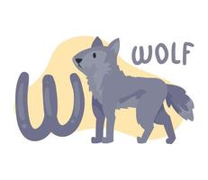 wolf en w brief vector