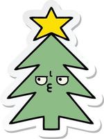 sticker van een schattige cartoon-kerstboom vector