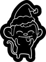 grappige cartoon icoon van een aap met kerstmuts vector