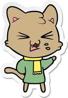 sticker van een cartoon sissende kat vector