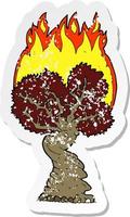 retro noodlijdende sticker van een cartoon brandende boom vector