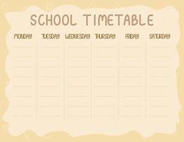 een eenvoudig tijdschema voor de week. ga terug naar het schoolroostersjabloon vector