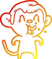 warme gradiënt lijntekening gekke cartoon aap vector