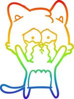 regenbooggradiënt lijntekening cartoon kat vector