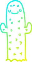 koude gradiënt lijntekening cartoon cactus vector