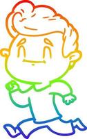 regenbooggradiënt lijntekening happy cartoon man aan het oefenen vector