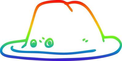 regenbooggradiënt lijntekening cartoon hoed vector