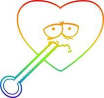 regenbooggradiënt lijntekening cartoon liefde ziek hart vector