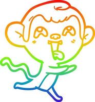 regenbooggradiënt lijntekening gekke cartoon aap rennen vector