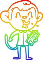 regenbooggradiënt lijntekening gekke cartoon aap manager vector