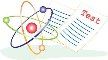 clipart geïsoleerd element, atoommodule, terug naar school, wetenschap, scheikunde, natuurkundetest vector