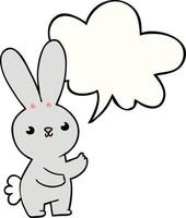 schattige cartoon konijn en tekstballon vector