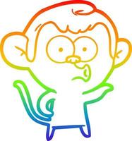 regenbooggradiënt lijntekening cartoon toeterende aap vector