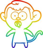 regenbooggradiënt lijntekening cartoon geschokte aap vector