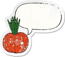 cartoon groente en tekstballon noodlijdende sticker vector