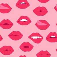 lippen met roze lippenstift naadloos patroon. mond illustratie hand getekend in cartoon-stijl vector