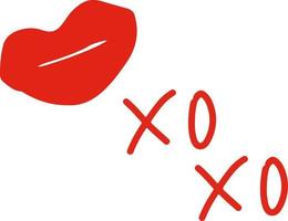 lippen en kussen icoon, sticker. hand getrokken doodle. rood. liefde, valentijnsdag bruiloft vector