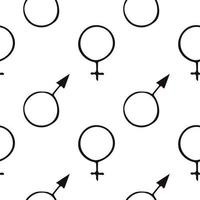 symbool van vrouw en man naadloze patroon hand getekend in doodle stijl. , zeer fijne tekeningen, noords, scandinavisch, minimalisme, monochroom. behang, achtergrond, inpakpapier, textiel gender vector