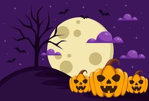 happy halloween-achtergrondontwerp in paarse kleur voor covers, banners en meer. vector