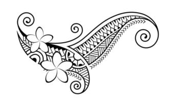 maori-stijl tatoeage. etnische decoratieve oosterse sieraad met frangipani plumeria bloemen. vector