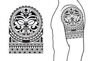 maori tribal stijl tattoo patroon geschikt voor een schouder, arm. met voorbeeld op lichaam. vector