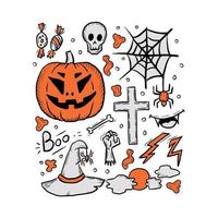 halloween doodle kaart vector