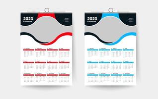 2023 één pagina wandkalender ontwerpsjabloon vector