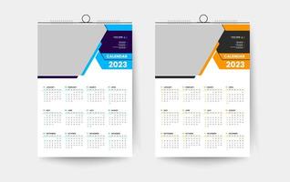 2023 één pagina wandkalender ontwerpsjabloon vector