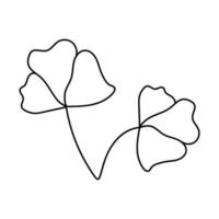 illustratie van een bloem, silhouet van een takje met bloemen en bladeren. vectorillustratie. bloemenprint vector