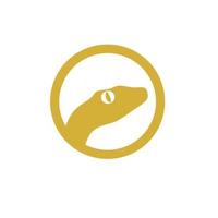 sjabloon logo hoofd slang op de cirkel gouden kleur vector