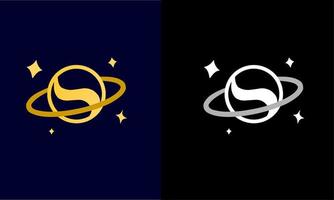 illustratie vectorafbeelding van sjabloon logo planeet saturnus brieven s vector
