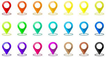 kleurrijke set van pin kaartpictogram. locatie pin symbool. vector illustratie