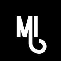 mi brief logo ontwerp. beginletters mi logo icoon. abstracte letter mi minimale logo ontwerpsjabloon. mi brief ontwerp vector met zwarte kleuren. mi-logo