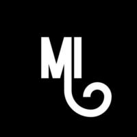 mi brief logo ontwerp. beginletters mi logo icoon. abstracte letter mi minimale logo ontwerpsjabloon. mi brief ontwerp vector met zwarte kleuren. mi-logo