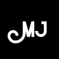 mj brief logo ontwerp. beginletters mj logo icoon. abstracte letter mj minimale logo ontwerpsjabloon. mj brief ontwerp vector met zwarte kleuren. mj-logo