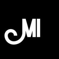 mi brief logo ontwerp. beginletters mi logo icoon. abstracte letter mi minimale logo ontwerpsjabloon. mi brief ontwerp vector met zwarte kleuren. mi-logo