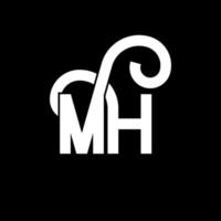 mh brief logo ontwerp. beginletters mh logo icoon. abstracte letter mh minimale logo ontwerpsjabloon. mh brief ontwerp vector met zwarte kleuren. mh-logo