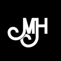 mh brief logo ontwerp. beginletters mh logo icoon. abstracte letter mh minimale logo ontwerpsjabloon. mh brief ontwerp vector met zwarte kleuren. mh-logo