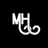 mh brief logo ontwerp. beginletters mh logo icoon. abstracte letter mh minimale logo ontwerpsjabloon. mh brief ontwerp vector met zwarte kleuren. mh-logo