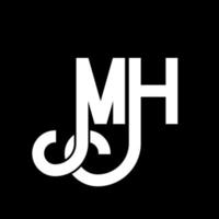 mh brief logo ontwerp. beginletters mh logo icoon. abstracte letter mh minimale logo ontwerpsjabloon. mh brief ontwerp vector met zwarte kleuren. mh-logo