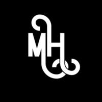 mh brief logo ontwerp. beginletters mh logo icoon. abstracte letter mh minimale logo ontwerpsjabloon. mh brief ontwerp vector met zwarte kleuren. mh-logo