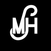 mh brief logo ontwerp. beginletters mh logo icoon. abstracte letter mh minimale logo ontwerpsjabloon. mh brief ontwerp vector met zwarte kleuren. mh-logo